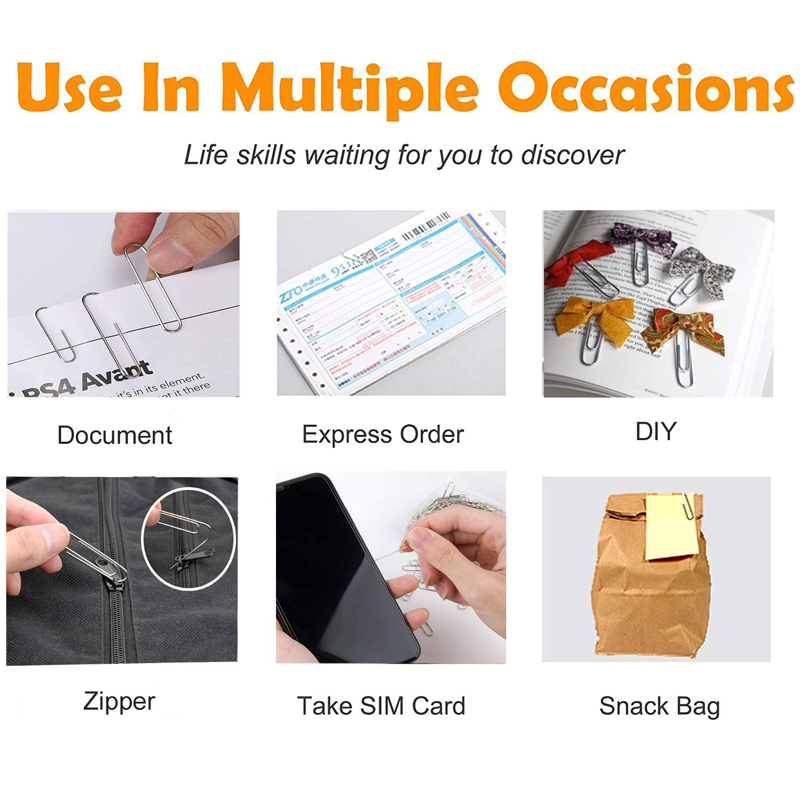 50-Metal Paperclips Mini Bookmark Office School Supplies Paper Clips File Assorment Tool Organizer Organizer Clip