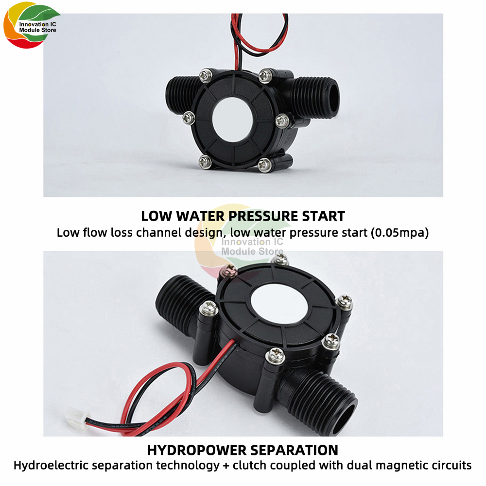 Micro Hydro Generator 5V 12V 0-80V DC com fonte de alimentação regulada de fluxo de água de fluxo de água de pequeno gerador CC