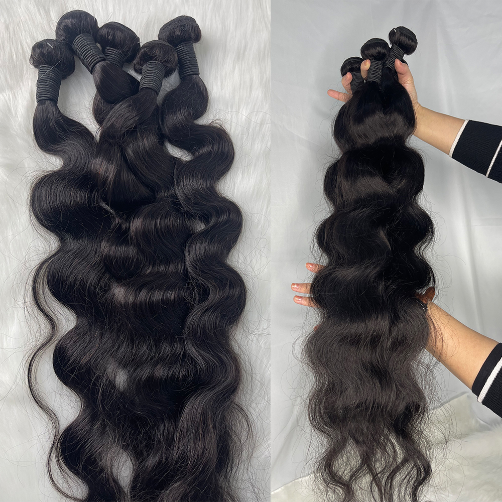 Poules d'ondes du corps Brésilien Boulements tisser les paquets 1 3 Bundles Noir noir 30 pouces Remy Extensions de cheveux