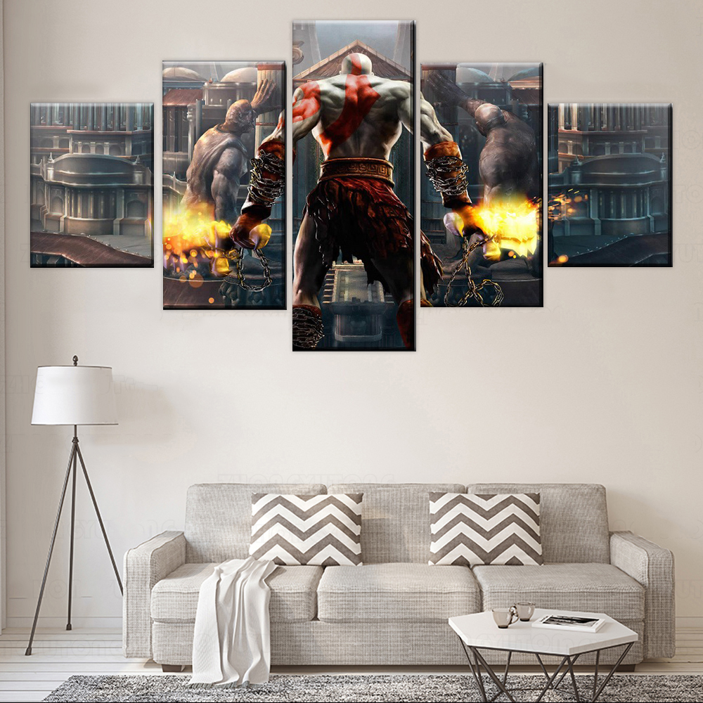 Jeu sans cadre God of War Kratos Back Shadow Cuadros Canvas HD Affiches Wall Art Picture Paintures pour le salon DÉCOR HOME