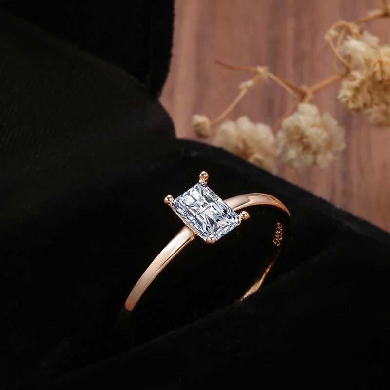 Band Rings Kinel Fashion 585 Rose Gold Bridal Wedding Ring utsökta smycken Natural Zircon Ring Wombes Smycken Crystal Gift J240410