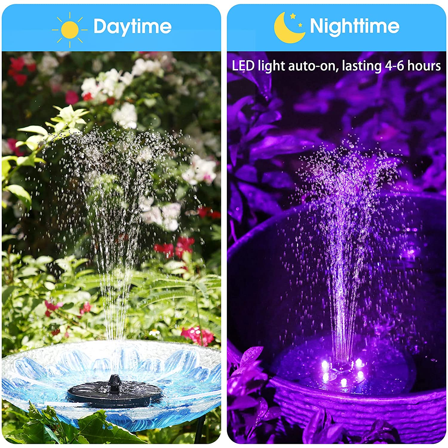 Solvattensfontänpump Färgstark kit 7V/3W LED -lampor Vattenfall Flytande trädgård Fontänpump Simbassänger Pond Lawn Decor