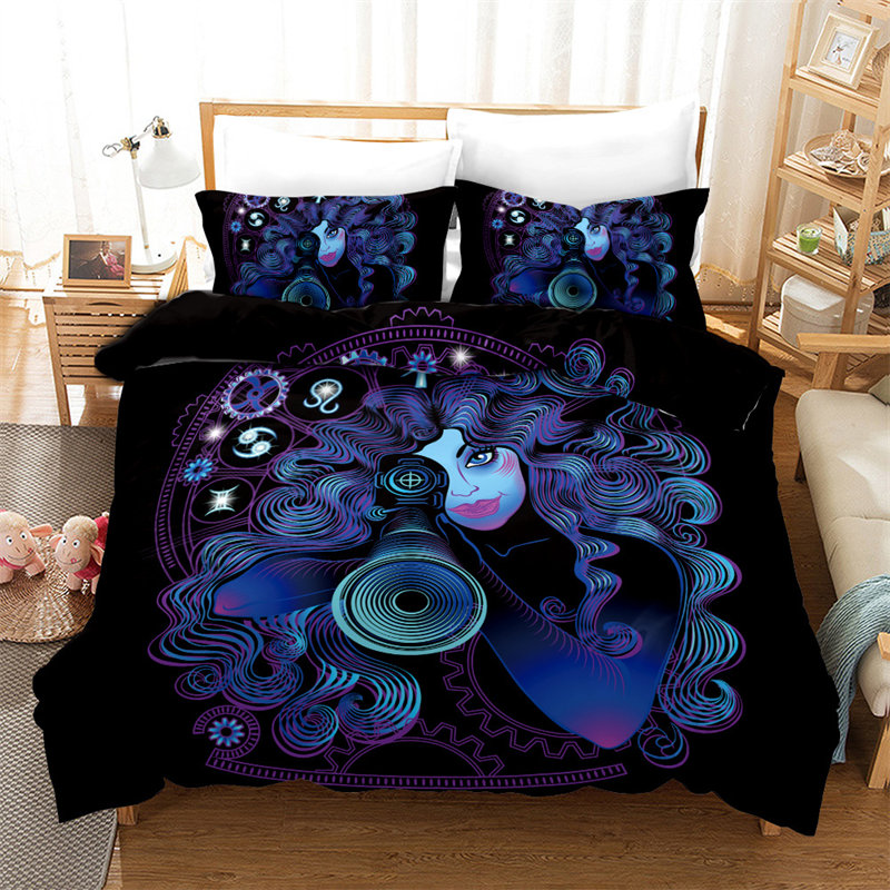 3d Aries Duvet Capa Conjunto doze constelações de cama para adolescentes para adolescentes Crianças Decoração de dormitório Microfibra exótica Abstract Art Quilt Cover