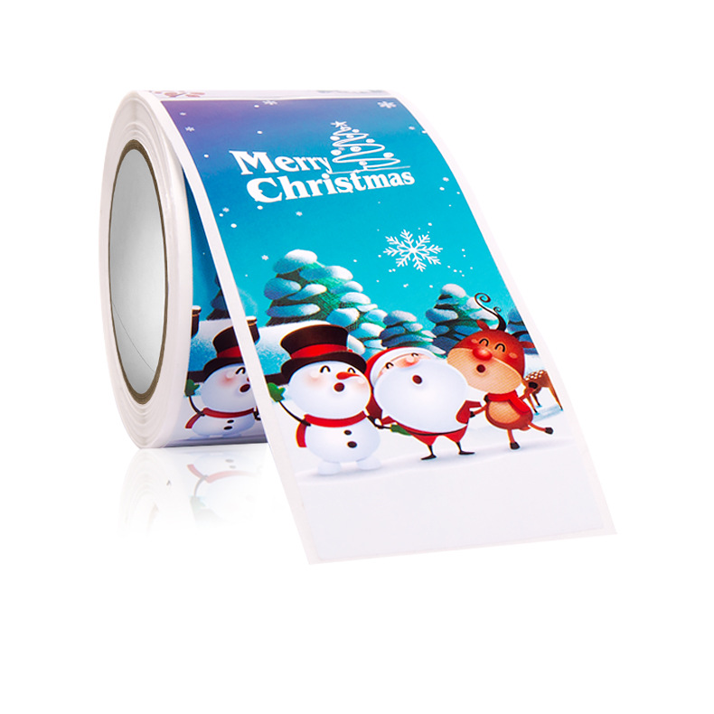 Merry Christmas Stickers Roll Santa Adhesive Labels, Christmas Roll Pack Sticker for Cards Envelope Gift Boxes Envelope