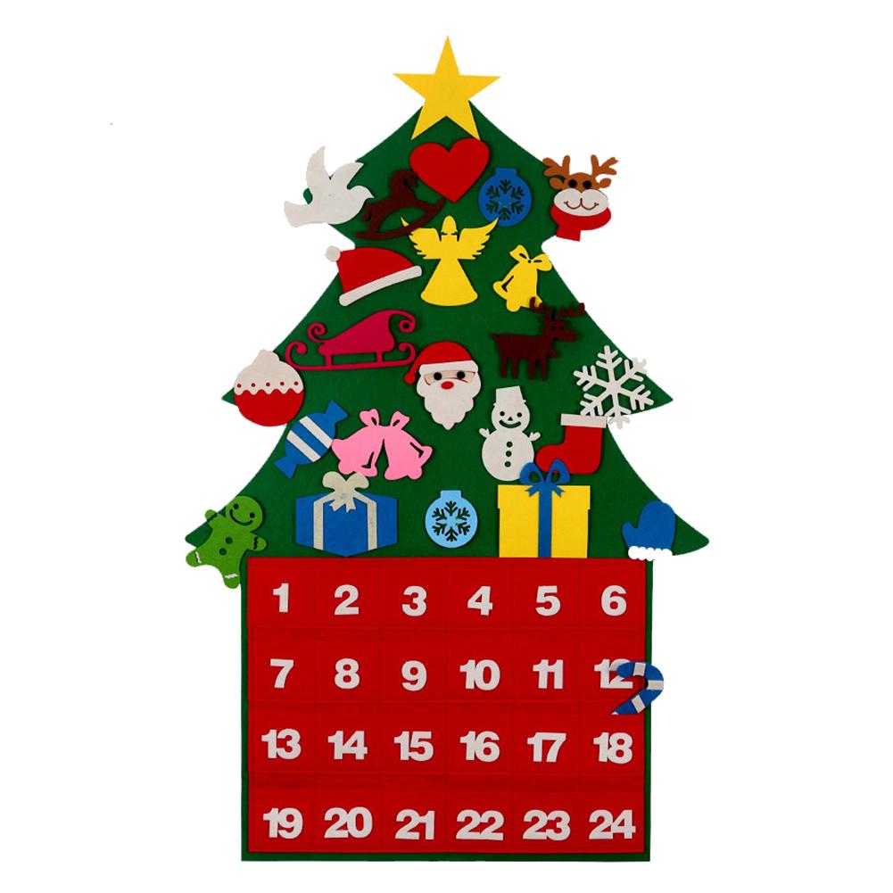 DIY Felt Christmas Advent Calendar Christmas Tree Calendar With Pockets Kids Wall Hanging Gift for Christmas Home Decoration