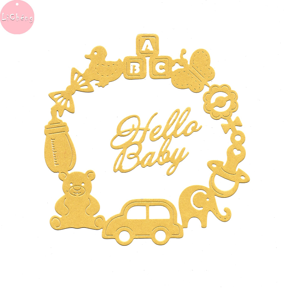 Hello Baby Slimline Cutting Dies Scrapbooking, 카드 제작 용 폴더, 금속 공예 스텐실, Clear Stamps Dies Cut