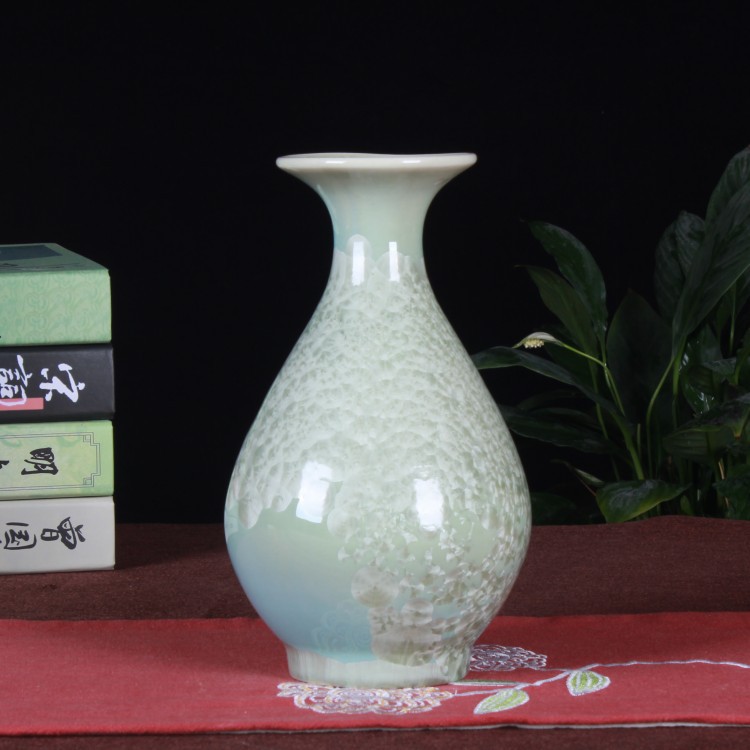 Vase en porcelaine pour arrangement de floraux, changement de four chinois moderne, glaçure en cristal, cadeau de petite artisanat, décoration de pièce, décoration intérieure