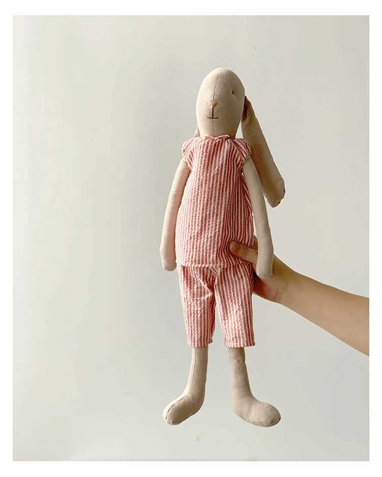 دمى أفخم لعبة Big Rabbit Cotton Toy Toy Toy Baby Doll Cute Handmade Linen Fabric Seleing Plush Filling Rabbit J240410