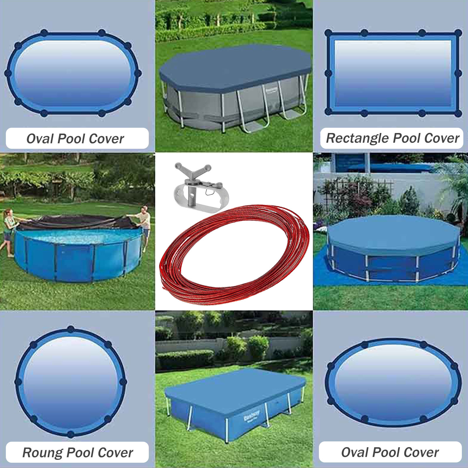 Kit de treuil de câble de 100 pieds au-dessus du sol Piscine d'hiver Covers d'hiver ACCESSOIRES Câble pour fixer le couvercle de la piscine au-dessus du sol