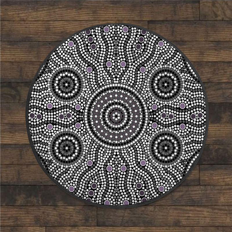 Aboriginal Känguru laufen Eidechse Australia Art Circle Teppich Nicht-Schlupfmatte Esszimmer Wohnzimmer Weiches Schlafzimmer Teppich