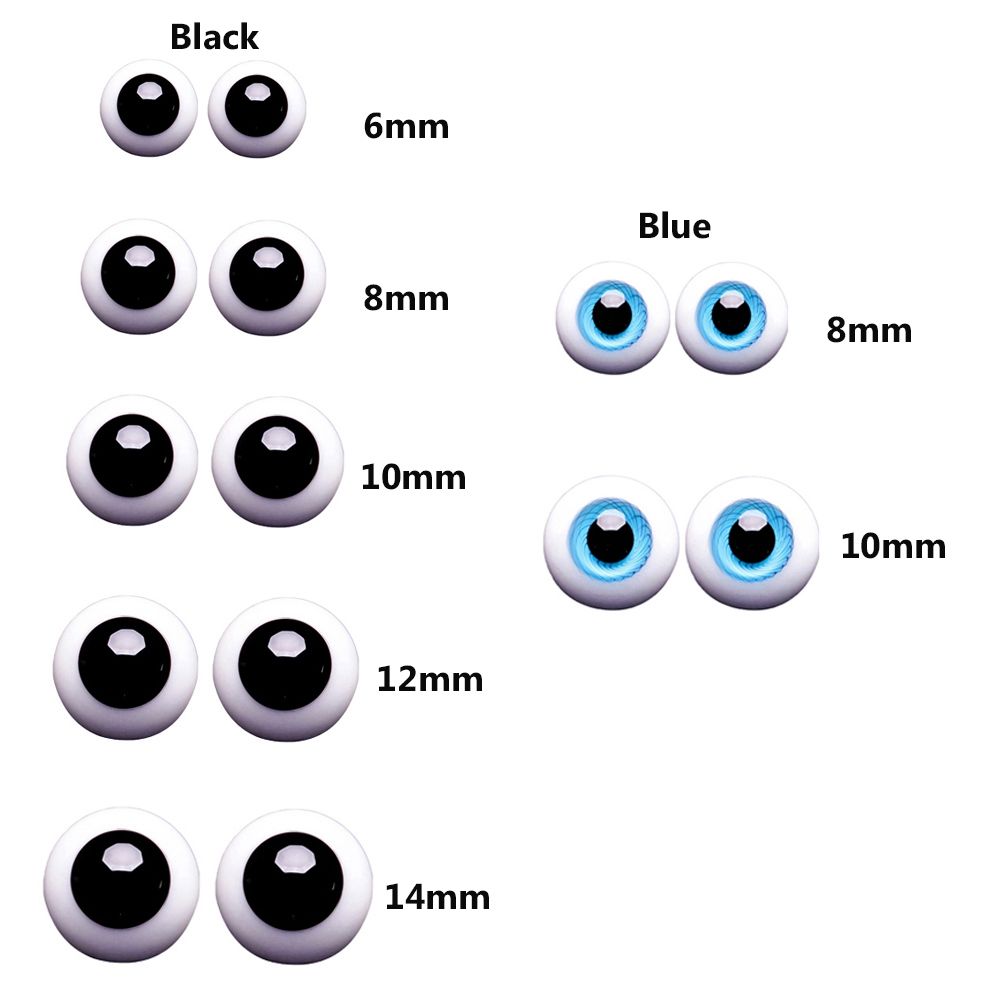 Safety Animal Toy Eyes Diy Blue Black Glass Eyes Eyeball för BJD Doll Diy Doll Making Crafts Tillbehör 6/8/10/12/14mm