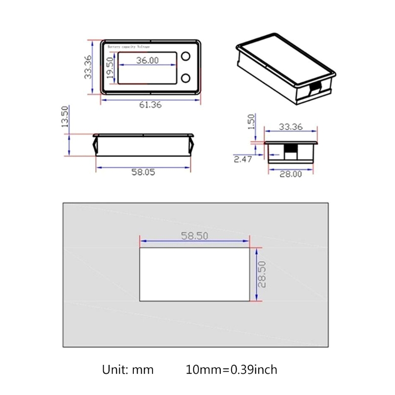 DC 12V 24V 48V Lead Acid Litium Batterikapacitetsindikator Bil Motorcykel Digital voltmeter Spänningstestmätare Mätare M4YD