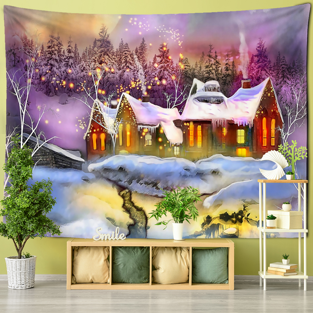 Christmas Snowy Night Series Tapestry Wall Mounts House Dream Witchcraft Dormitory Living Room Home Decor