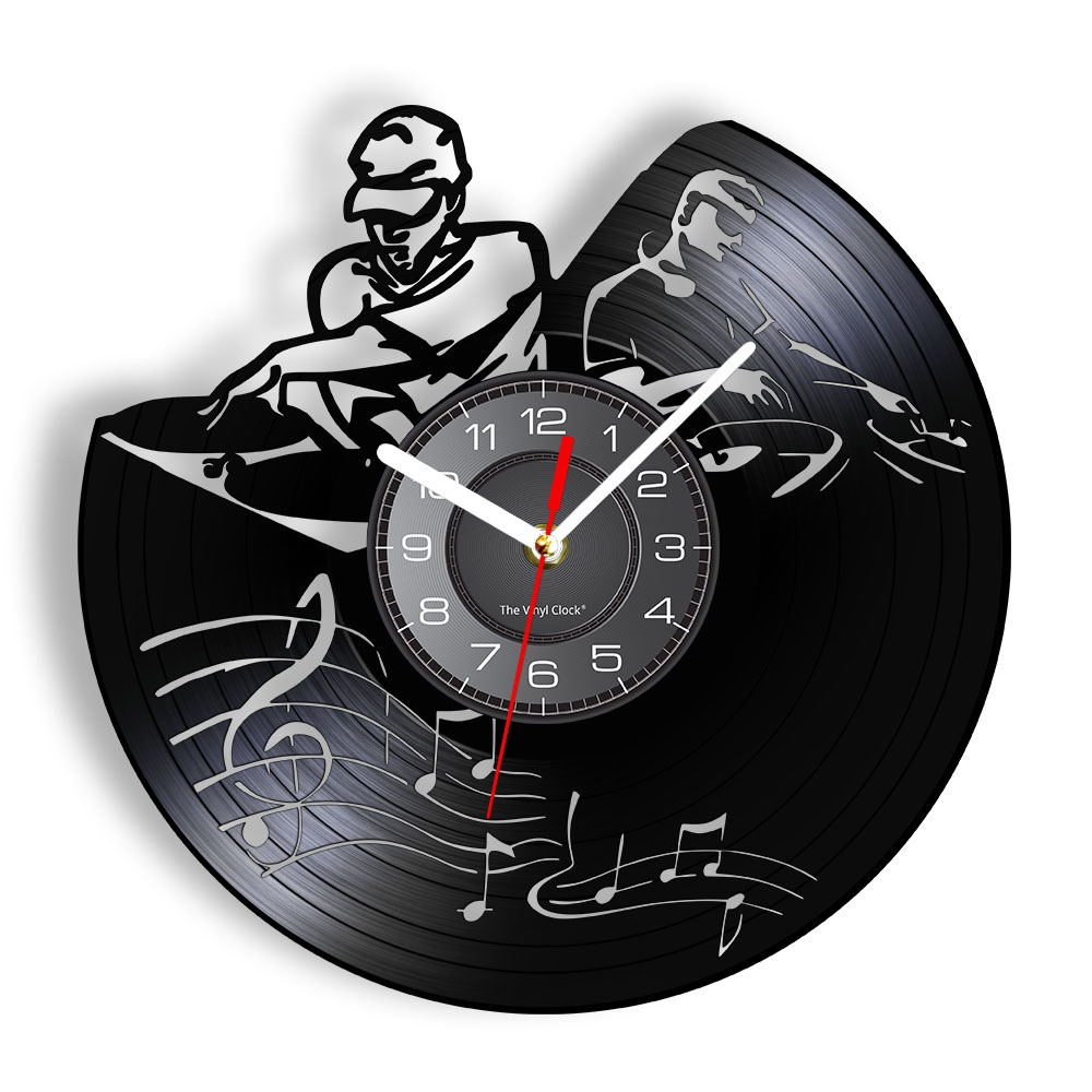 Relógio de parede do mixer de toca -discos Deejay Spinning Scratching Album Vinyl Record Wall Clock Music Club Party Part Wall Decor de arte Relógio de arte