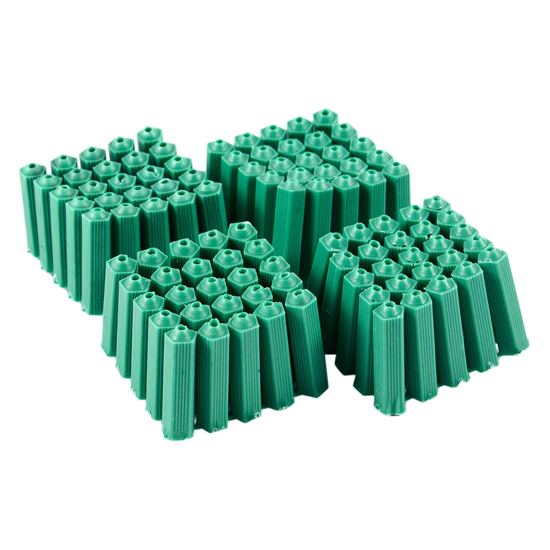 Монтажные винты зеленый 6 мм без скольжения пластиковый дюбель 100 кусочков