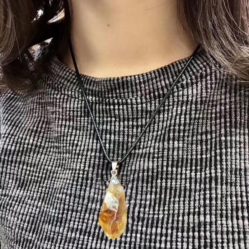 Natural Citrine Charm Pendant Healing Crystals Enegry Stone For Diy Jewelry Making Pendant Irregular Yellow Pagoda Crystal