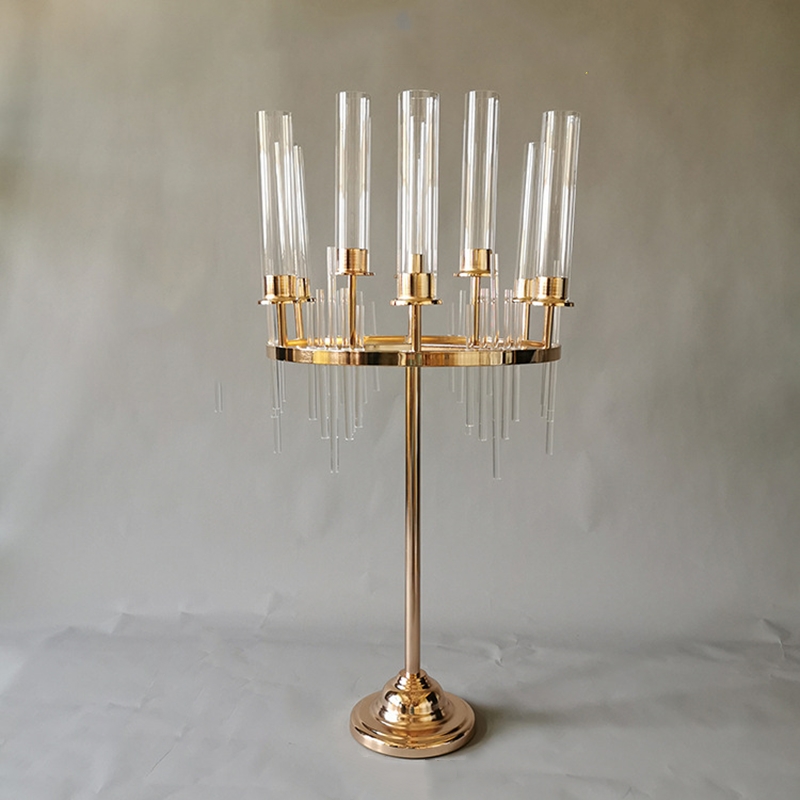 Metal Candlestick Candelabra Candle Holders Stands Wedding Table Centerpiece Flower Vase Droga Dekoracja przyjęcia