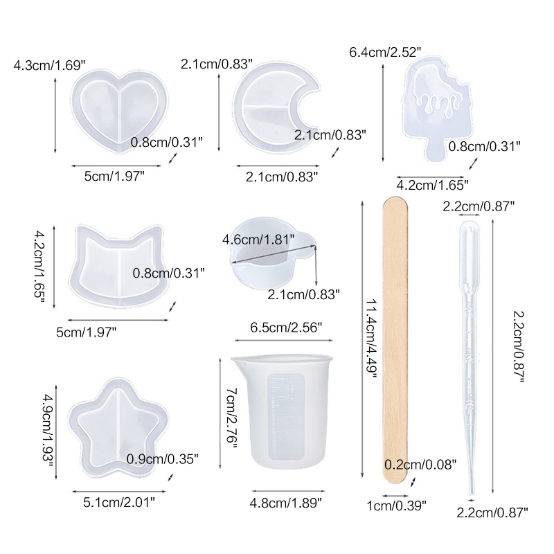 Kit stampo casting di resina cardiaco suscetti di suscetti epossidici stampi in silicone artigianato di portachiavi di gioielli a sospensione che rende fai -te fai da te