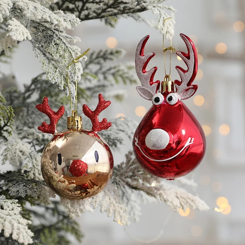 Elk Christmas Balls ornament set Bauble Pendant Xmas Tree Hanging Balls Christmas Home Decorationsbola nieve cristal navidad