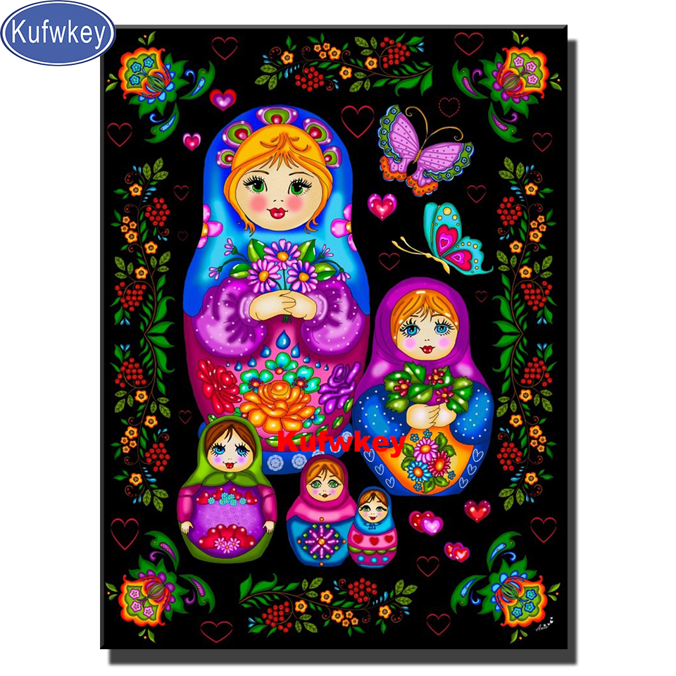5d Diy Diamond Malowanie Rosyjskie lalki Diamentowe mozaiki Fantasy Angels Igle robak haftowy krzyżowy szton kryształowy dekoracje do domu