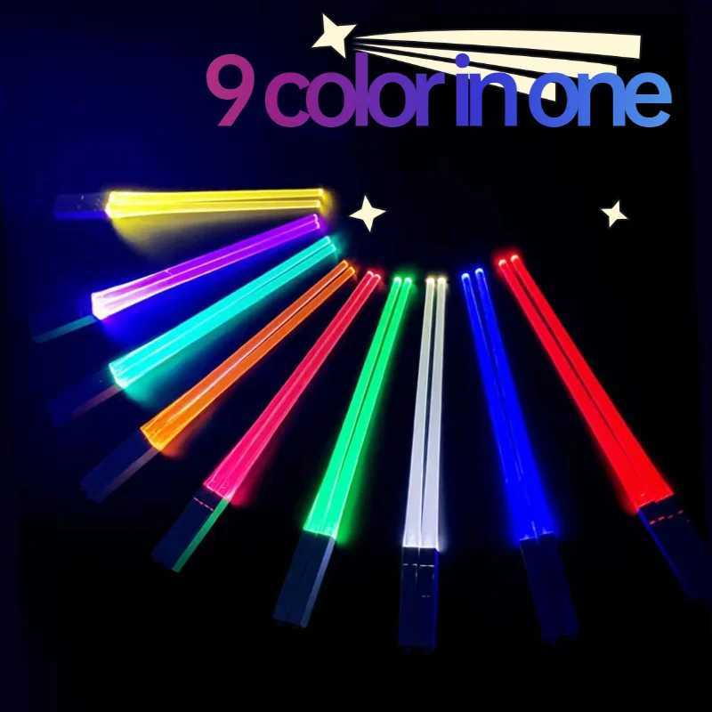 Giocattolo rave a LED 2 pezzi/coppia 9 in 1 tacchetti luminosi colorati illumina le bacchette a LED resistenti cuciture leggero da pranzo cucina leggera feste 240410