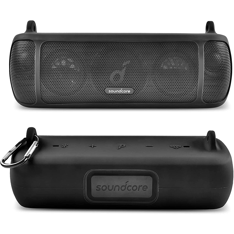 Zoproresilikonfodral för Anker Soundcore Motion+ Bluetooth -högtalare, vattentät gummi Travel Pouch med bandkarabiner