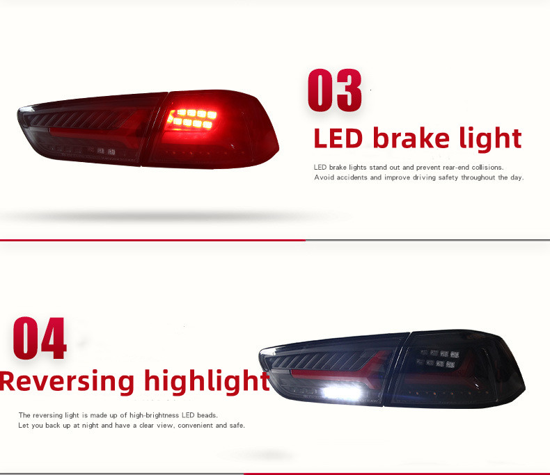Achterlichten voor Mitsubishi Lancer Evo 20 09-20 16 Auto Auto achterstop Brake Rem Turn Signal Lamp Accessoires