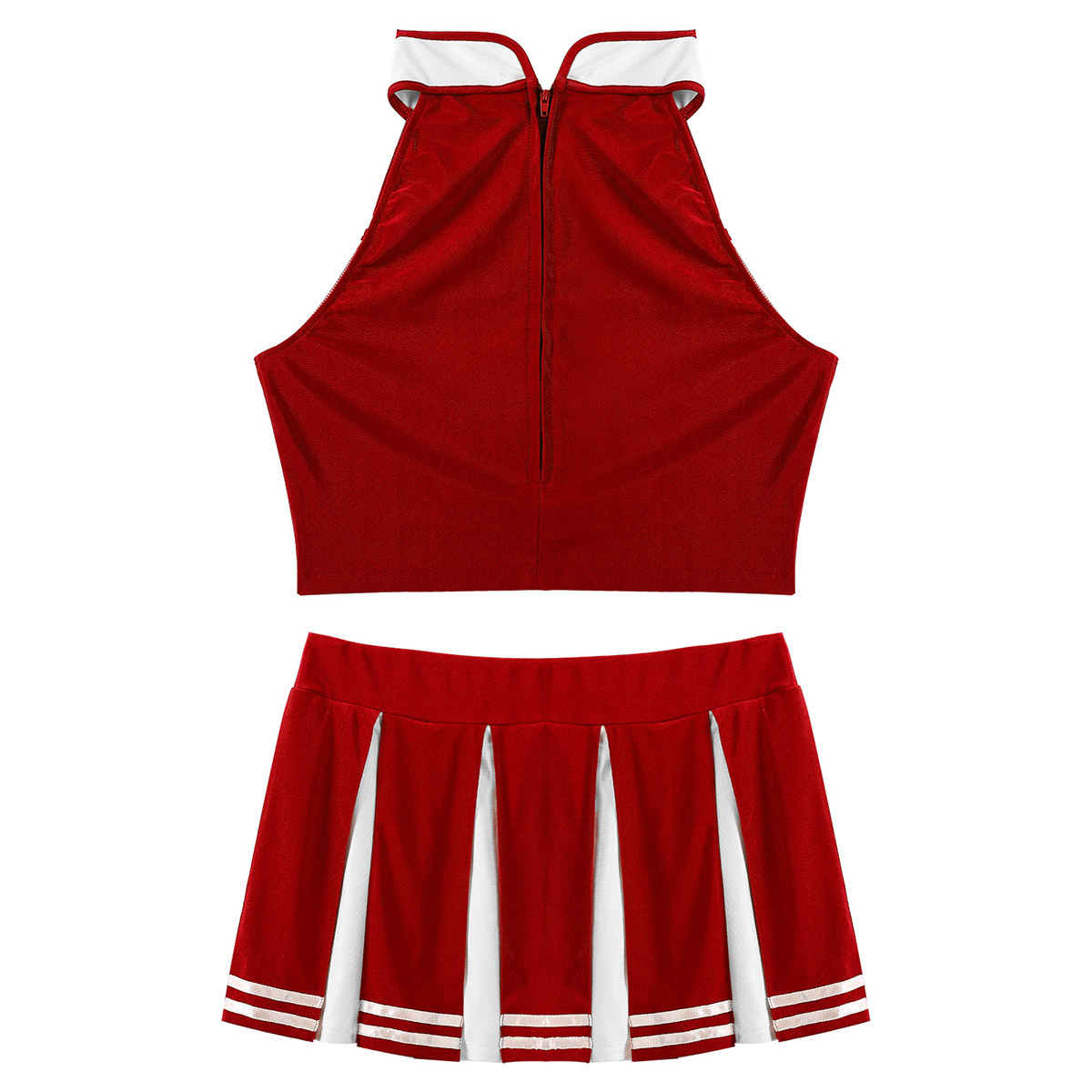 Mujeres Adultas Animador de uniforme de rendimiento de uniforme Cheerlead Crop Top Mini Plisado Falda Japonesa Cosplay Cosplay