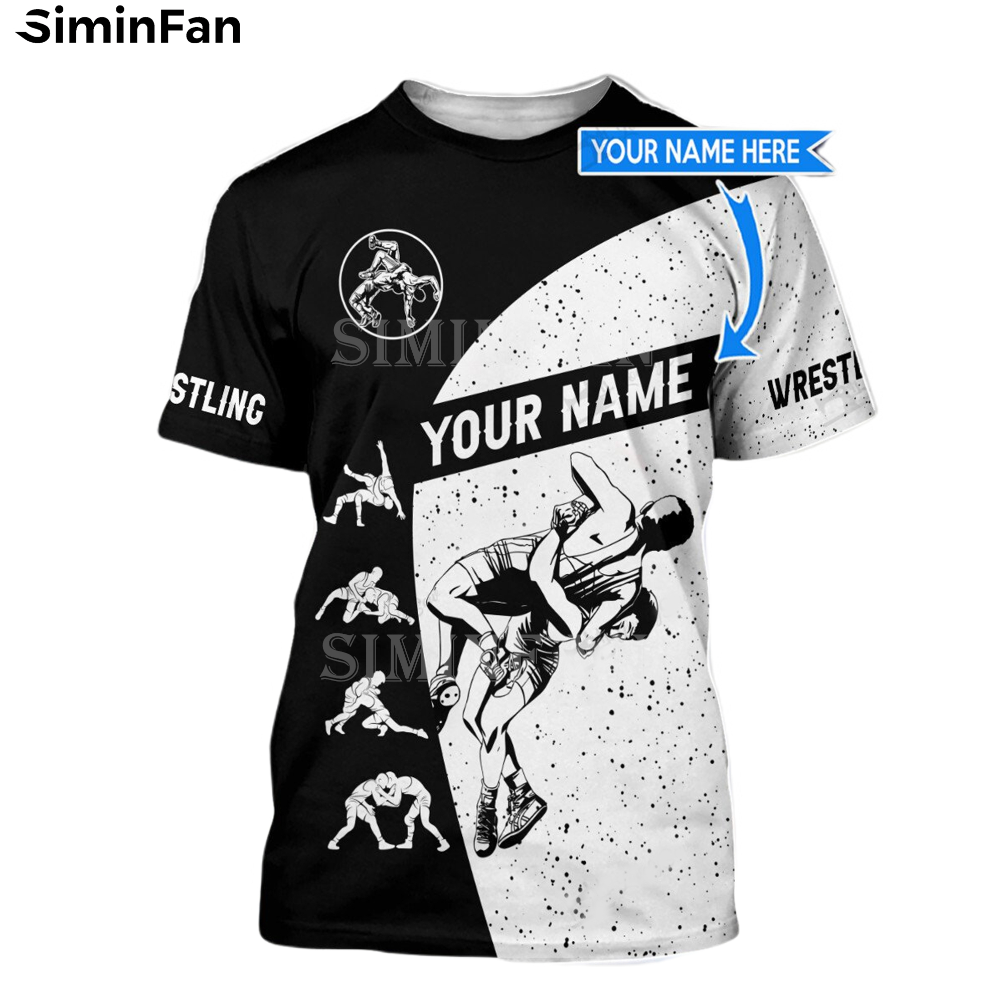 T-shirts pour hommes imprimés 3D Black White 3D