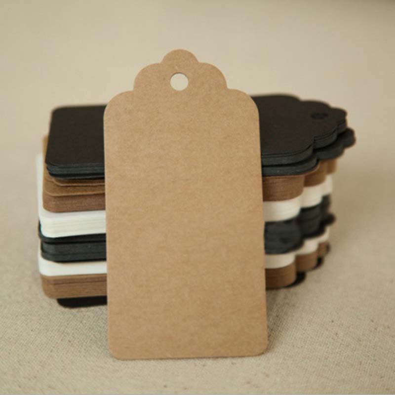 Kraft Gift Tags Sacloped Edge Wedding Party Paper Carte Paper Tag Festival Remarque DIY Blank Price Label Hang Tag / avec corde 5m