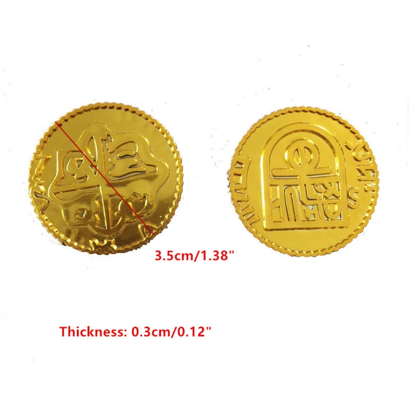 100st Pirates Gold Coins Plastic Gold Coins Props Accessary Game Funny Play Toys for Kids Dropshipping