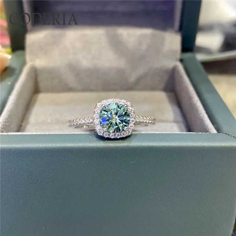 Кольца полосы S925 Silver 3.0ct Blue Green Mosonite Wedding Ring Bright Cut Sparkling Diamond Jewelry Jewelry Giving Gift Luxury Ring J240410