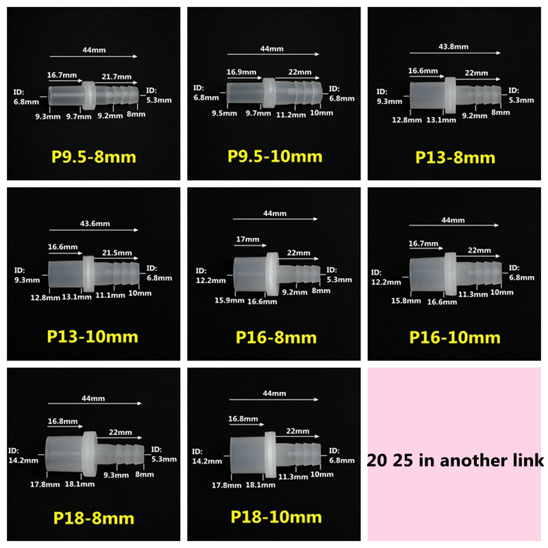 3-piatto da 9,5 ~ da 20 mm a 8 ~ 10 mm PP Connessori tubo del serbatoio del pesce Acquari Giunti tubi dell'acquario Connettori d'acqua da giardino