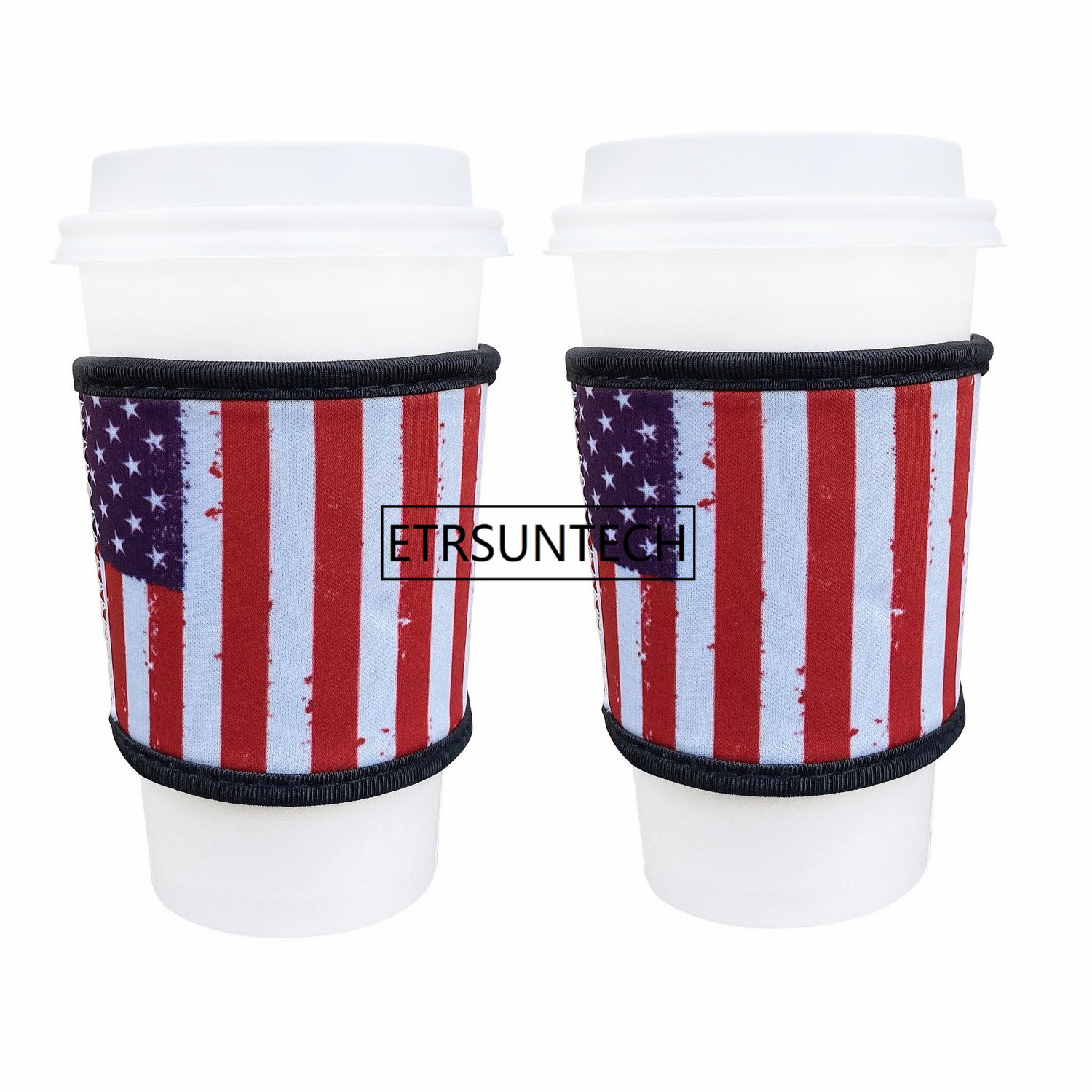 2 stks neopreen hittebestendig 4 mm dik geïsoleerde herbruikbare hete koffiekopje mouwen voor warme koffie en thee 12oz-24oz kopjes