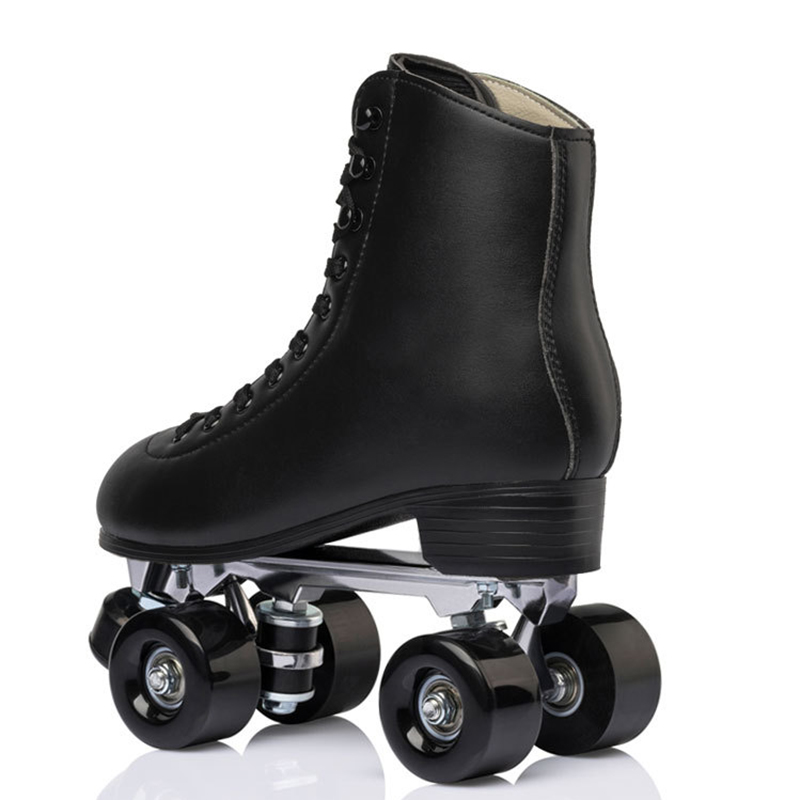 Skates à rouleaux à double rangée adulte à 4 roues patins quads Pu Wheel Metal Bracket durable à poulie confortable respirable Chaussures de patinage