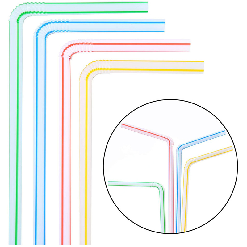 50/100/200 Pack Plastic Drinking Straws 8 Inches Long Multi-Colored Striped Rainbow Drinking Straws Bendy Straw Bar Accessories