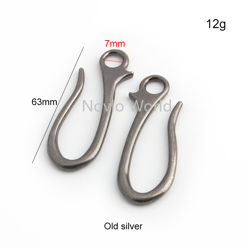 20 / 7 * 63 mm Old Silver Hook Hook Metal Crochets Scondons de sécurité