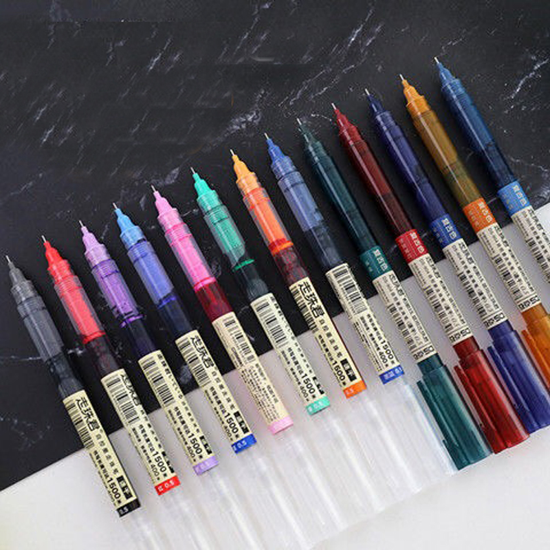 8 kleuren inkt rechte vloeistof gelpenset kleurrijke vloeistof rollen 0,5 mm rollerball pennen artistiek lettertype schoolkantoor stationery