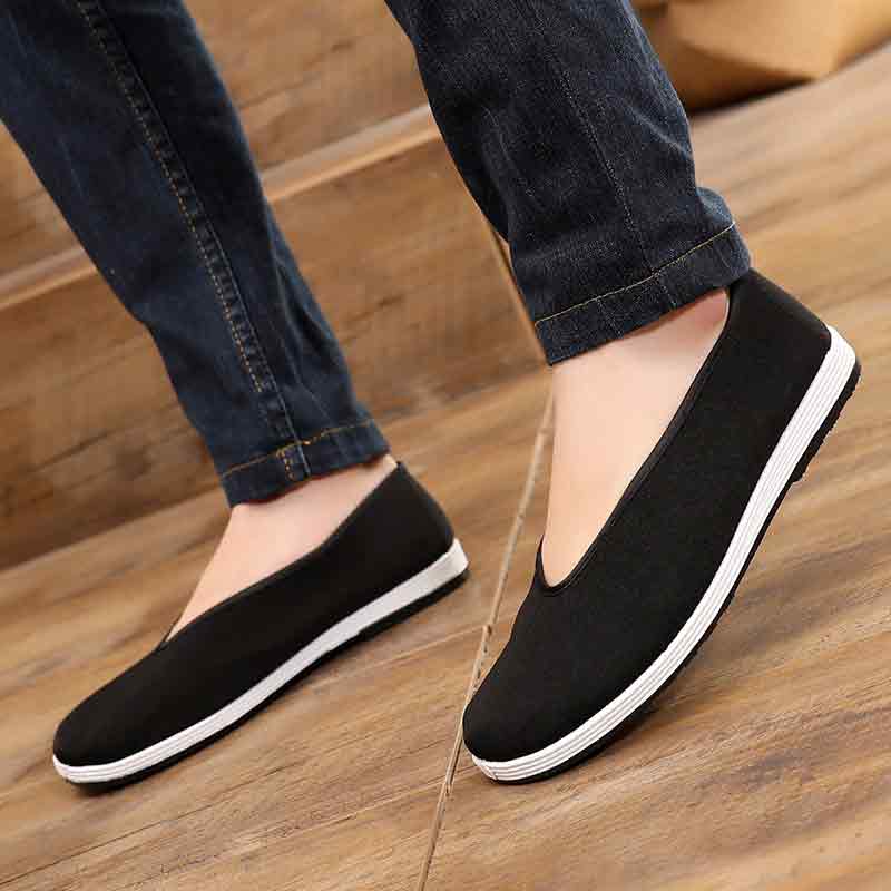 Chaussures traditionnelles arts martiaux Chaussures hommes Kung Fu Wing Chun Tai-Chi Wushu Black Cloth Old Beijing Casual Shoes Sport Sneaker