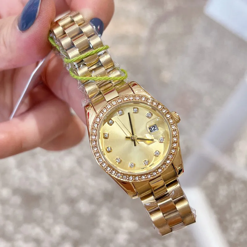 高級ゴールドスリバーレディースウォッチトップブランドデザイナー26mm腕時計ダイヤモンドレディウォッチオールステンレススチールバンド誕生日クリスマス母の日ギフト