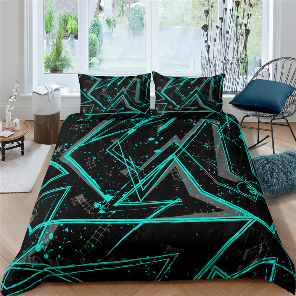 Set di copertura del piumone geometrica set queenagonal a nido d'ape esagonale set da letto bambini 3d ragazze 2/3 pezzi di copertura consola