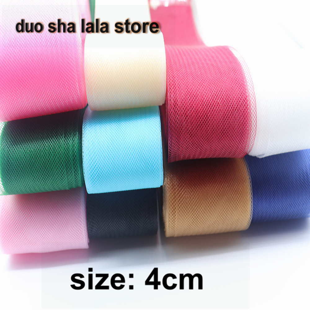 1.6" 4cm Flat Horsehair Crimn mesh fabric Braids Triming Plain 100yard#