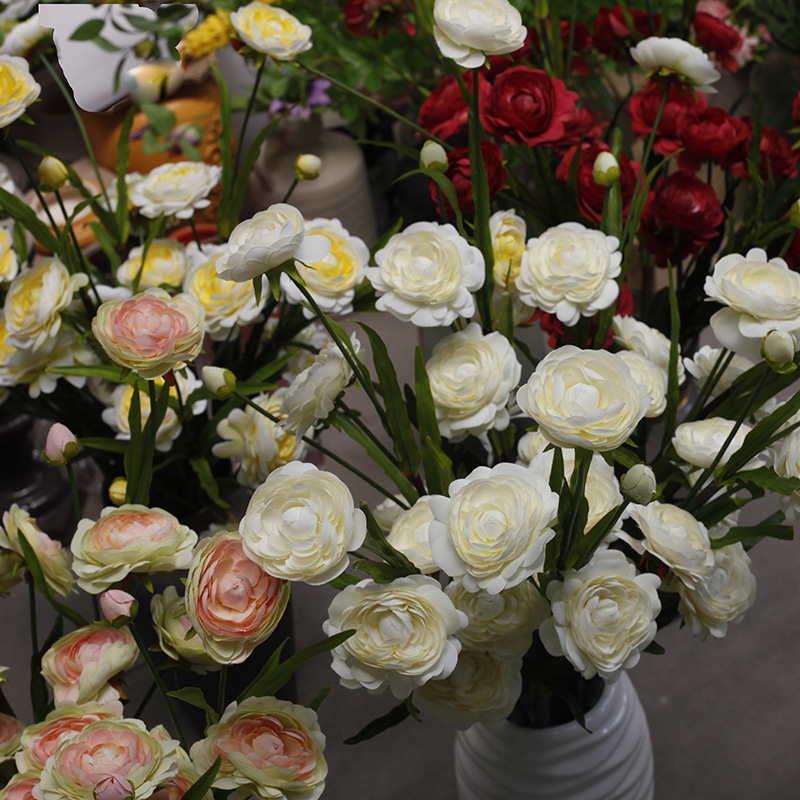 Thé rose chinois fleurs rouges en soie de haute qualité fausse branche fleur d'oeuf fleur à la maison festival des arrents décor