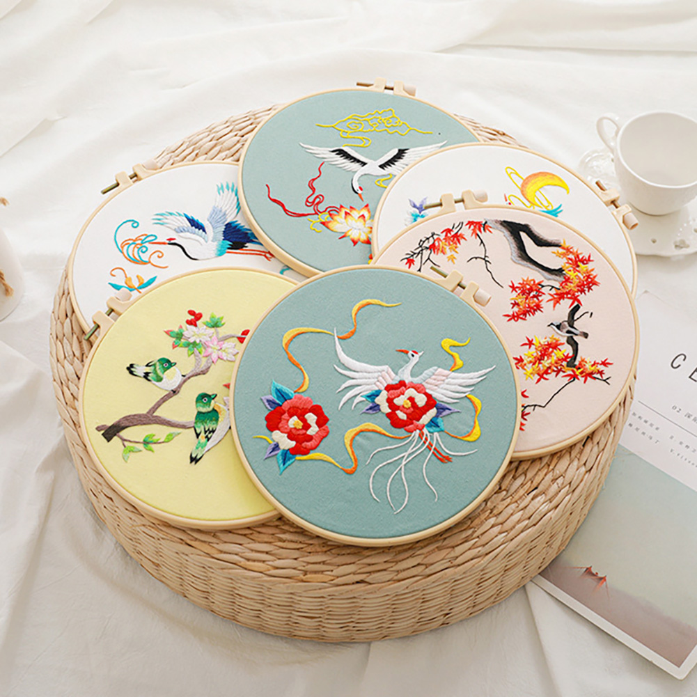 DIY Flower Mönster Tryckt broderi Kit broderi Hoop Cross Stitch Needwork Handgjorda Sewing Art Craft Målning Heminredning