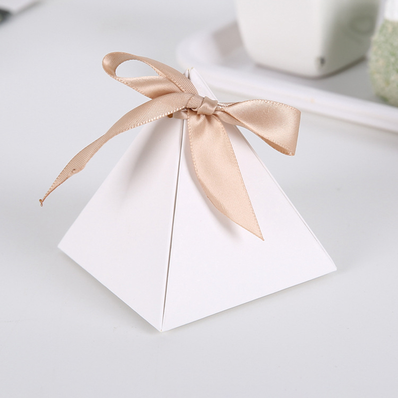 50/Triangle Marbling Candy Gift Box DIY Kraft Paper Valentine Chocolate Boxes Packaging New Year Wedding Decoration