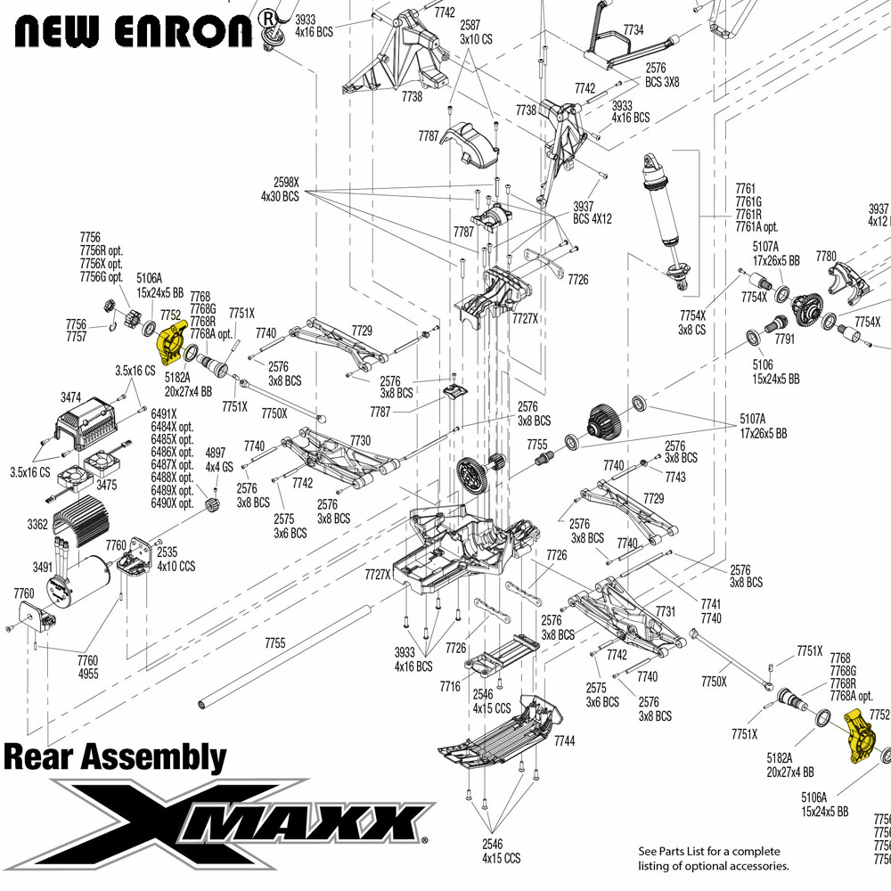 新しいエンロンアルミニウムリアハブキャリア＃7752 1/5 RCクローラーカートランザスXMAXX X-MAXX 6S 77076-4 8S 77086-4のアップグレードパーツ