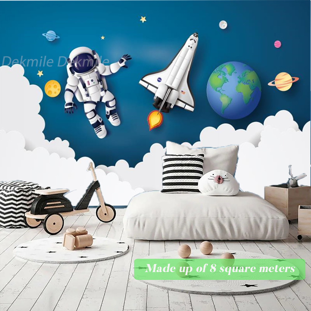 Universum Tapeten Wandbilder für Kinder Zimmer Schlafzimmer Astronaut Raketen Planet TV Hintergrund Wand Baby Kindergarten Kindergartendekoration