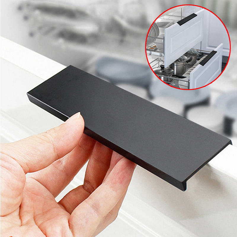 Black Aluminium Alloy Barn Wood Sliding Entry Doors Invisible Hidden Handles For Interior Door Knobs And Door Handle Black