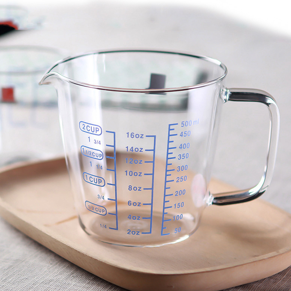 250ml/500ml Heat-resisting Premium Reinforced Glass Measuring Cup Milk Scale Microwave Measure Jug with blue Measurement Digital