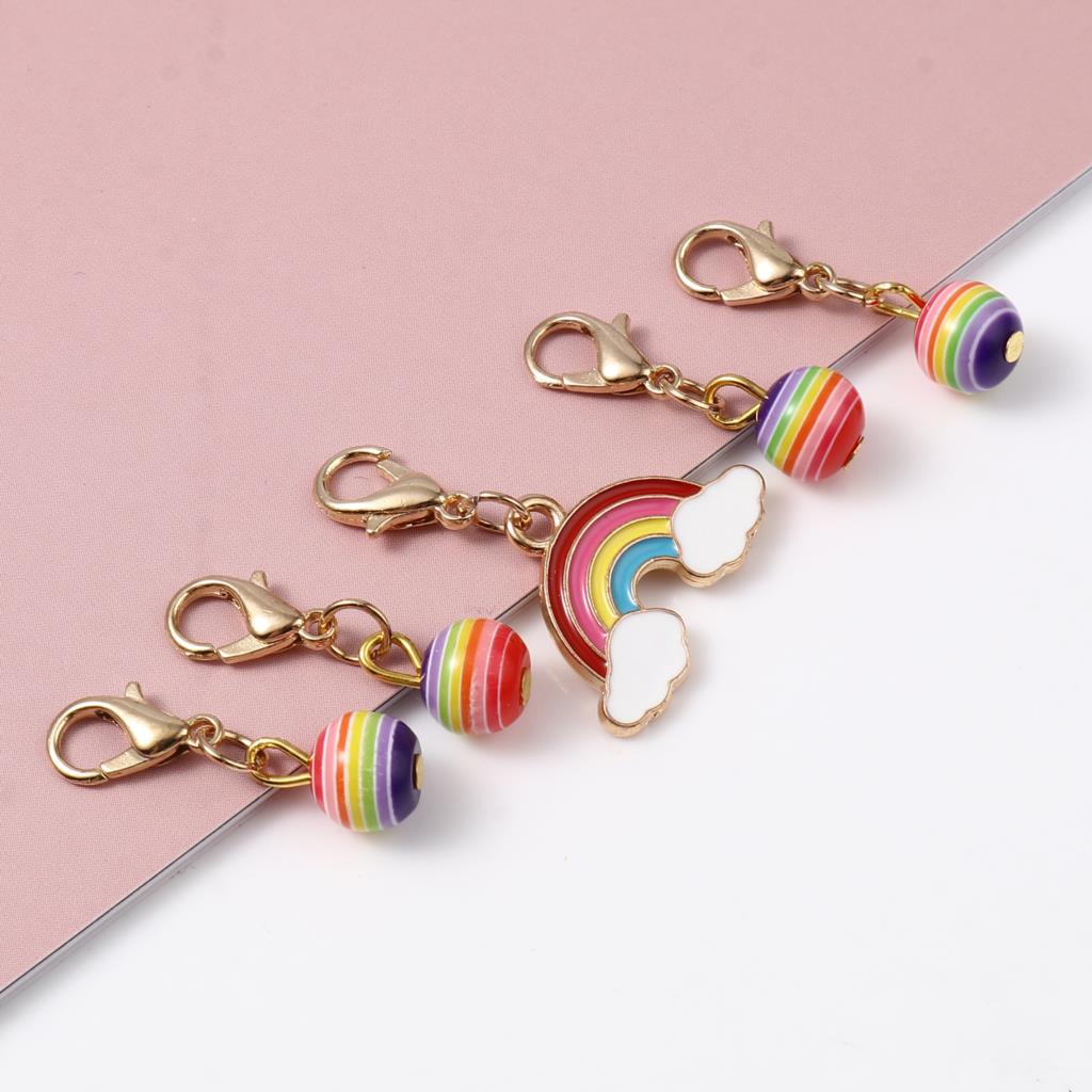 5 -stcs handgemaakte brei -steekmarkers Multicolor Rainbow Email Lobster Clasp Haken Latch Naald Clips Women Diy Sewing gereedschap